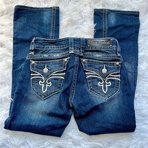 ROCK REVIVAL Y2K Gwen Bootcut Denim Stretch Jeans Spade Design Women’s 27 ♠️